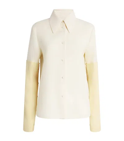 Jil Sander Silk-virgin Wool Contrast-sleeve Shirt In Yellow