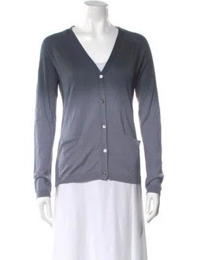 Pre-owned Jil Sander Silk V-neck Sweater In Blue