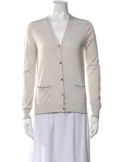 Pre-owned Jil Sander Silk V-neck Sweater In Neutral