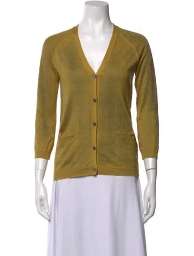 Pre-owned Jil Sander Silk V-neck Sweater In Neutrals