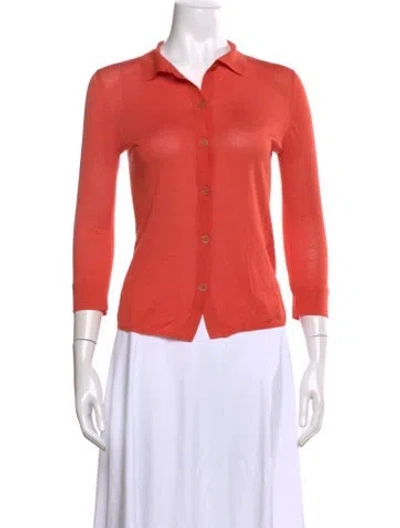 Pre-owned Jil Sander Silk V-neck Sweater In Orange