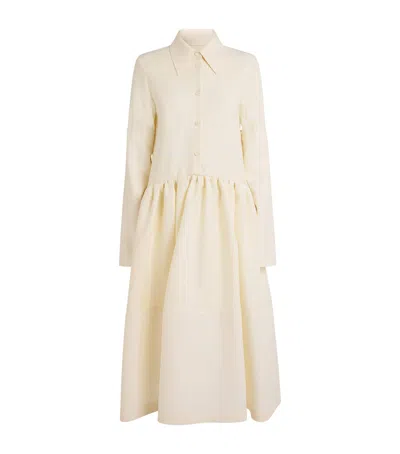 Jil Sander Silk-wool Shirt Midi Dress In Yellow