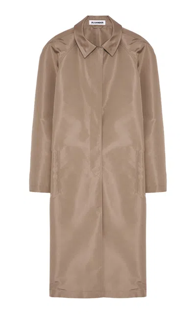Jil Sander Silk-blend Long Jacket In Taupe
