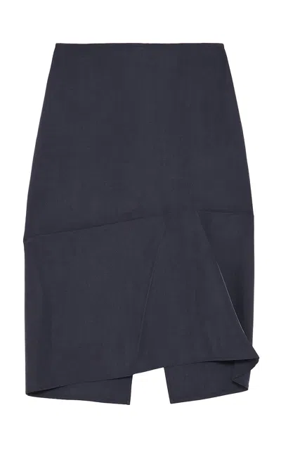 Jil Sander Silk-blend Midi Skirt In Navy