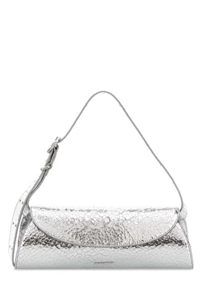 Jil Sander Silver Leather Cannolo Crossbody Bag
