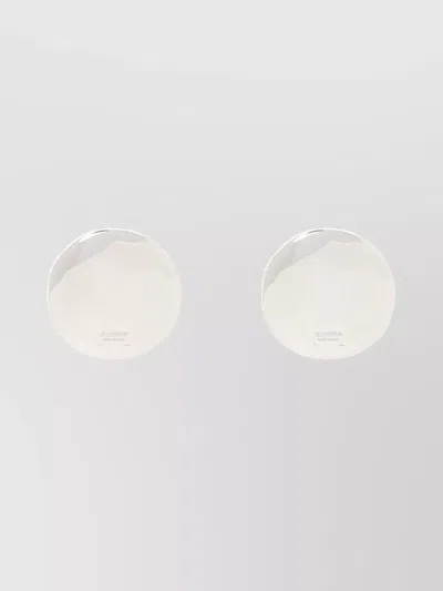 Jil Sander Silver Circular Earrings Polished Finish In White