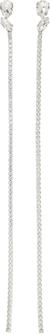 Jil Sander Silver Crystal Chain Drop Earrings In 042 Silver Crystal