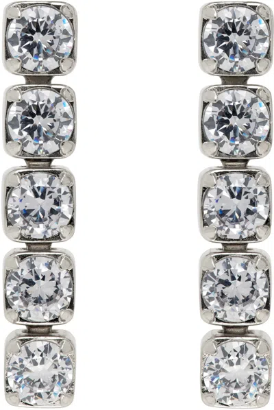 Jil Sander Silver Crystal Earrings In 043 Silver