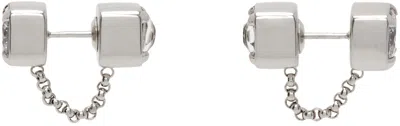 Jil Sander Silver Crystal Earrings In 043 Silver