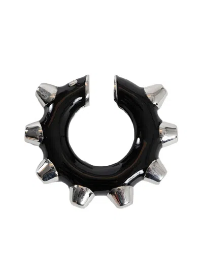 Jil Sander Silver Ear Cuff In Black