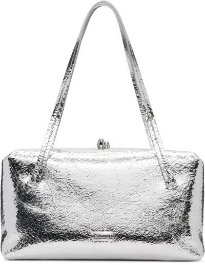 Jil Sander Women Silver Nappa Leather Goji Pillow Shoulder Bag