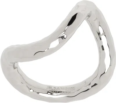 Jil Sander Silver Hammered Ring In 042 Silver