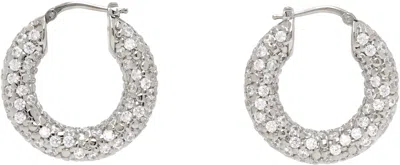 Jil Sander Silver Hoop Earrings In 048 Palladium+zircon