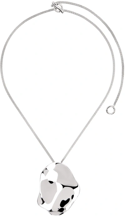Jil Sander Silver Large Pendant Necklace In Metallic