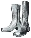Jil Sander Silver Leather Ankle Boots In Silver