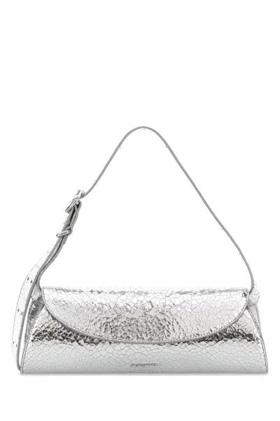 Jil Sander Silver Leather Cannolo Crossbody Bag
