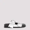 Jil Sander Black Leather Sandals With Buckle Detail In Silver