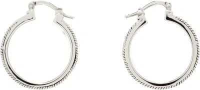 Jil Sander Silver Textured 3 Hoop Earrings In 041 Silver