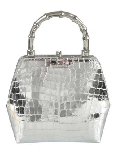 Jil Sander Silver-tone Bamboo Top Handle Bags In White