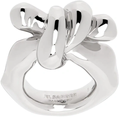 Jil Sander Silver Twist Ring In 046 Silver
