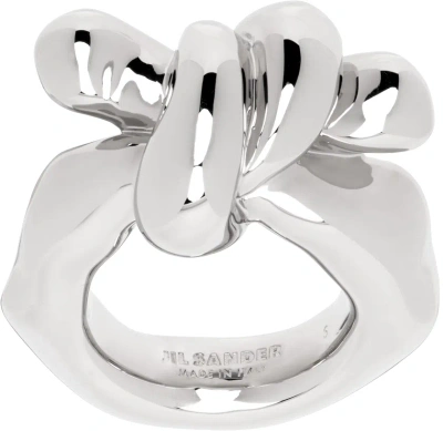 Jil Sander Silver Twisted Ring In 046 Silver