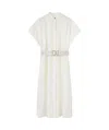 Jil Sander Collarless Belted Shirt Dress In White