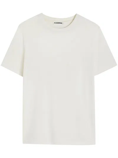 JIL SANDER SIMPLE WHITE COTTON CREWNECK T-SHIRT