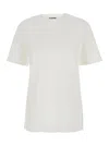 Jil Sander Crew Neck Short Sleeves T-shirt With Embossed Logo On Leather Patch Stitched On The Back In White
