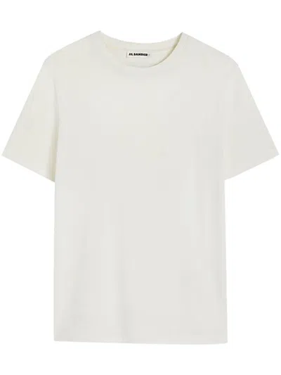 Jil Sander Simple White Cotton Crewneck T-shirt In Neutral