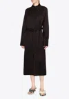 Jil Sander Brown Belted Coat With Classic Collar In Viscose Twill Woman In Black