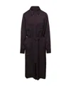 Jil Sander Brown Belted Coat With Classic Collar In Viscose Twill Woman In Black