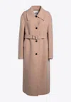 Jil Sander Single-breasted Belted Wool Coat In Pink