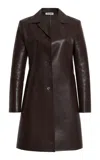 Jil Sander Single-breasted Leather Coat In Brown