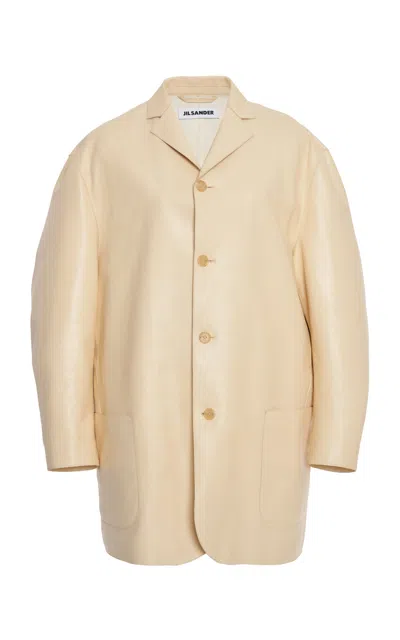 Jil Sander Single-breasted Leather Jacket In Neutral
