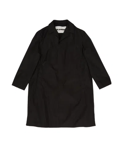 Jil Sander Single-breasted Long-sleeved Overcoat In Black