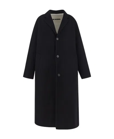 Jil Sander Single-breasted Mid-length Coat In Black