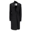 Jil Sander Single-breasted Neck Ruffle Detail Coat In Black Wool In Black