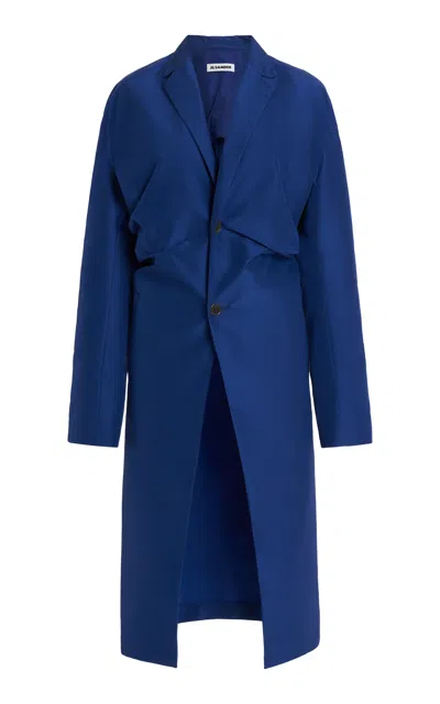 Jil Sander Single-breasted Satin Coat In Blue