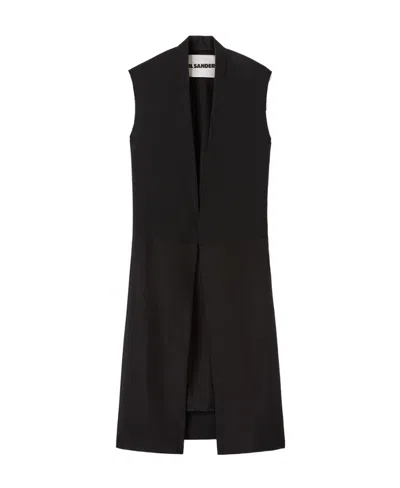 Jil Sander Single-breasted Tailored Vest In Black