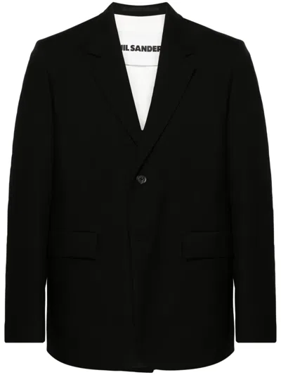 JIL SANDER SINGLE-BREASTED TWILL WOOL BLAZER