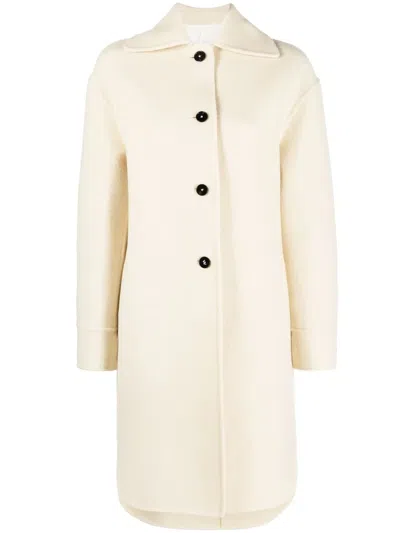 Jil Sander Deconstructed Coat In Virgin Wool In Beige