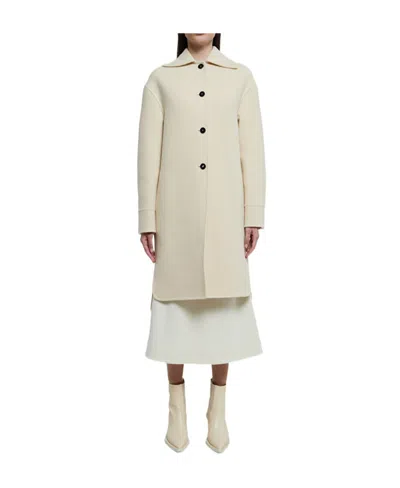 Jil Sander Single-breasted Virgin Wool Coat In White