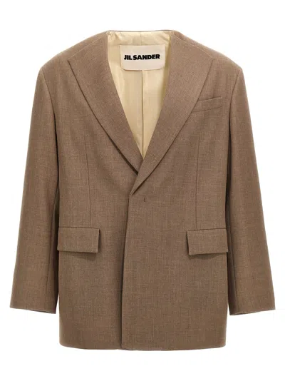 Jil Sander Single-breasted Wool Blazer In Brown