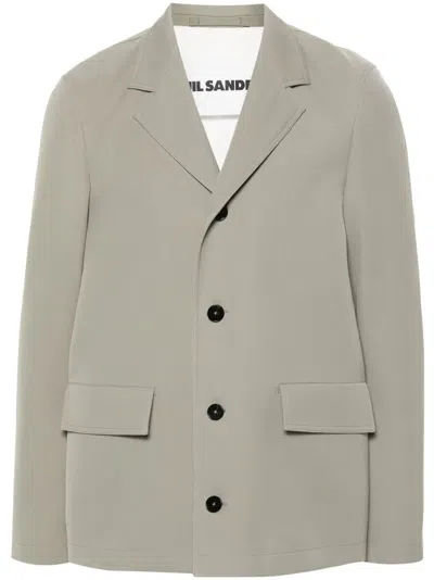 Jil Sander Single-breasted Wool Blazer In Green