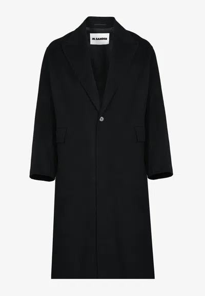 Jil Sander Single-breasted Wool Coat In Black