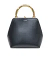 Jil Sander Goji Bamboo Small Leather Top Handle Bag In Black
