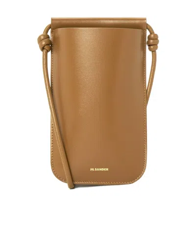 Jil Sander Single Shoulder Phone Bag In Brown