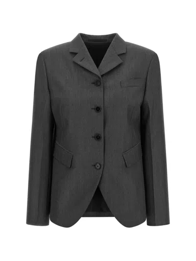 Jil Sander Tailored Blazer Long Sleeves Notched Lapel In Gray