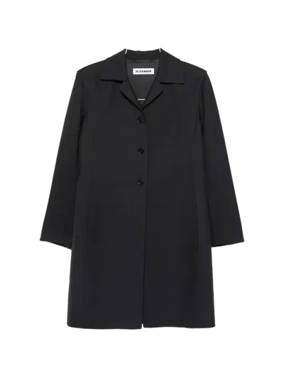 Jil Sander Single-breasted Buttoned Coat In Black