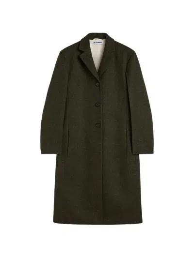 Jil Sander Single-breasted Coat In Green